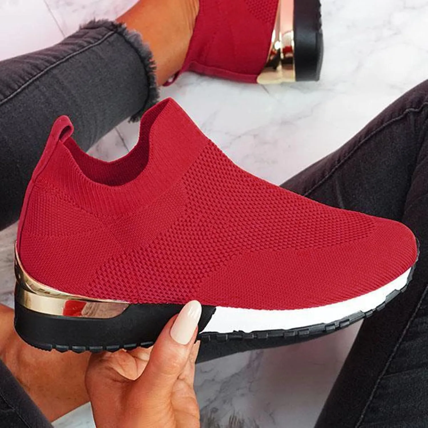 Womens Ladies Walking Running Shoes Slip On Lightweight Mens Tennis Shoes Wide Men's Casual Dress Shoes Women Shoes Sneakers Black Tennis Shoe Loafers Dress Shoe