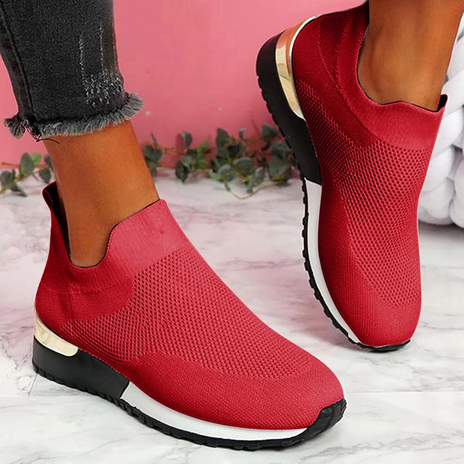 Womens Ladies Walking Running Shoes Slip On Lightweight Mens Tennis Shoes Wide Men's Casual Dress Shoes Women Shoes Sneakers Black Tennis Shoe Loafers Dress Shoe