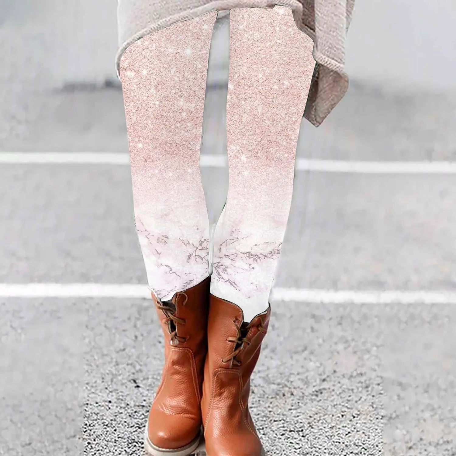 Womens Lightweight Sparkly Leggings Trendy High Waist Slim Glitter Yoga Pants Daily Sports Casual Tights Y2K Trousers