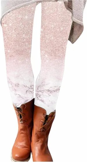 Womens Lightweight Sparkly Leggings Trendy High Waist Slim Glitter Yoga Pants Daily Sports Casual Tights Y2K Trousers