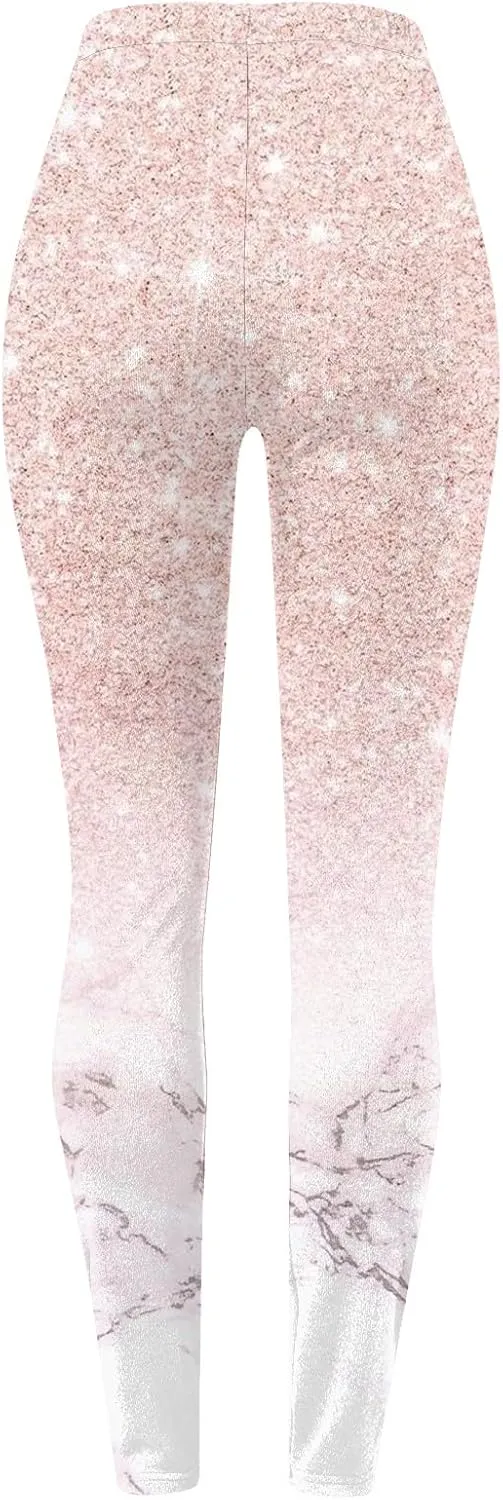 Womens Lightweight Sparkly Leggings Trendy High Waist Slim Glitter Yoga Pants Daily Sports Casual Tights Y2K Trousers