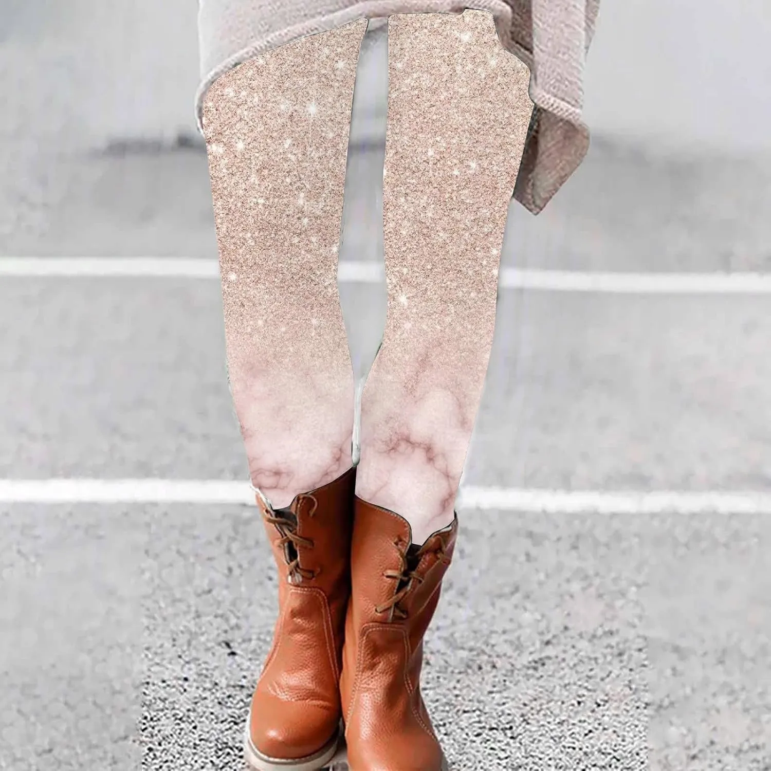 Womens Lightweight Sparkly Leggings Trendy High Waist Slim Glitter Yoga Pants Daily Sports Casual Tights Y2K Trousers
