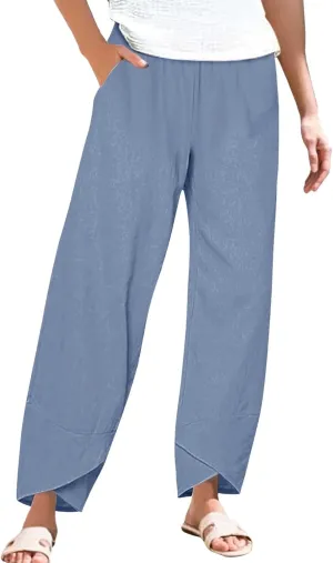 Womens Linen Home Lounge Pants Daily Office Work Relax Setting Trouser Outdoor Activitie Street Fashion Everyday Pant