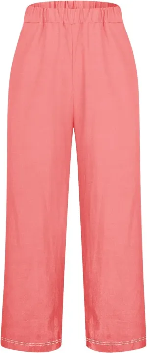 Womens Linen Summer Pants Casual Cotton and Linen Long Pants Linen Pants for Women Petite Short