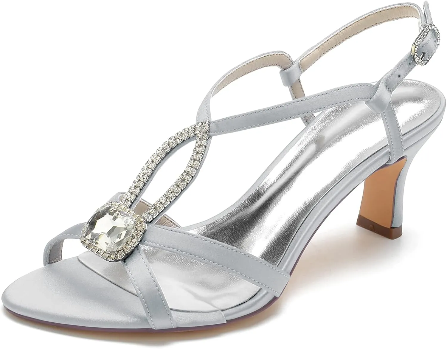 Women's Low Heels Bridal Wedding Sandals Heels Open Toe Ankle Strap Bridal Rhinestone Dress Women Shoes 6.5Cm