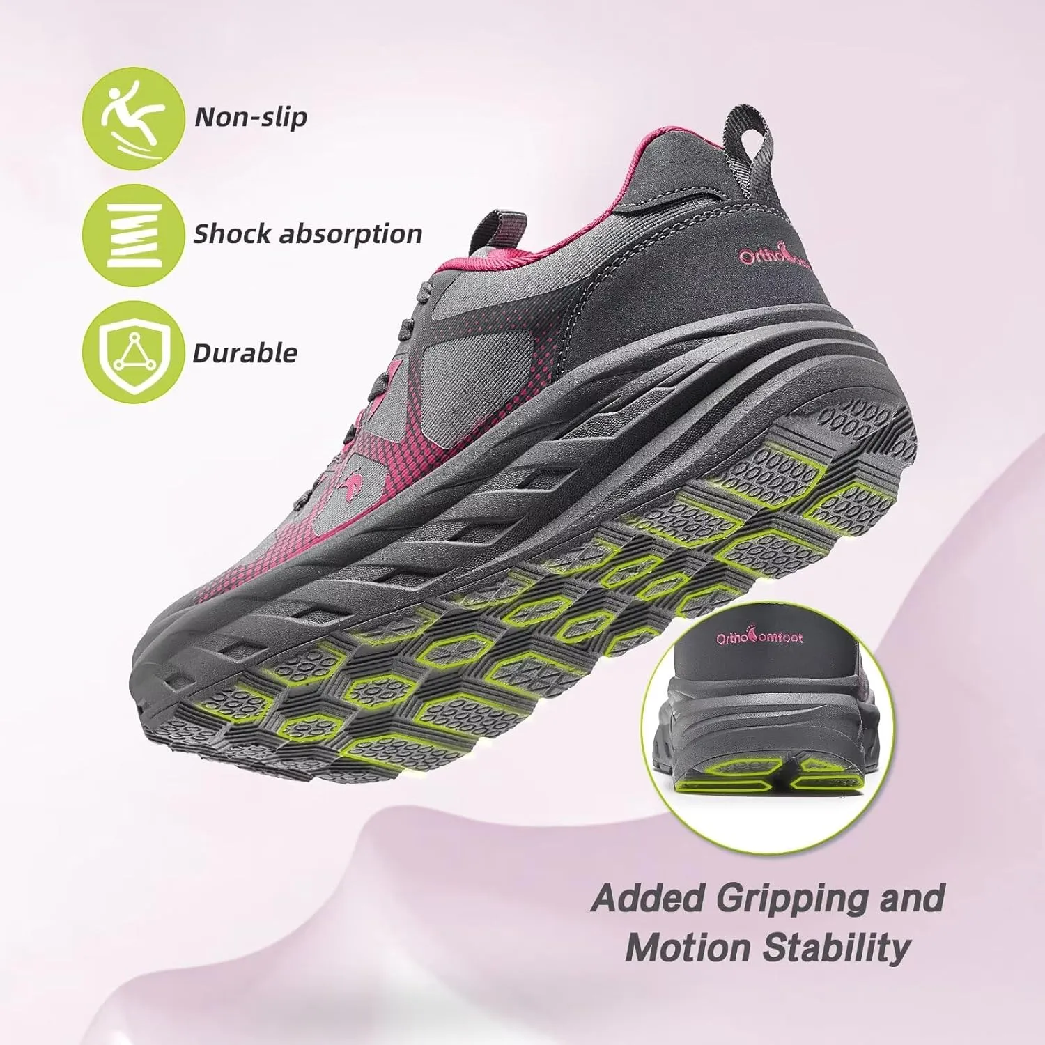 Women's Orthopedic Diabetic Wide Running Shoes: Comfortable Casual Arch Support Plantar Fasciitis Orthotic Sneakers, High Arch Swollen Work Tennis Sports Shoes for Foot and Heel Pain Relief