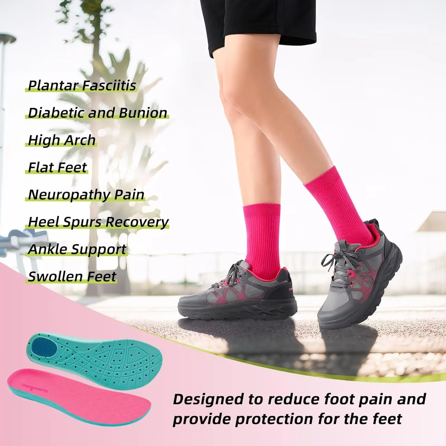 Women's Orthopedic Diabetic Wide Running Shoes: Comfortable Casual Arch Support Plantar Fasciitis Orthotic Sneakers, High Arch Swollen Work Tennis Sports Shoes for Foot and Heel Pain Relief