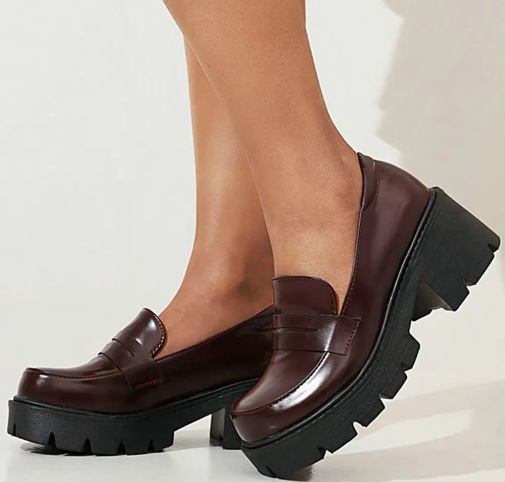 Women's Platform Mary Janes Chunky Heel Ankle Strap Uniform Dress Shoes Heeled Gothic Lolita Oxfords