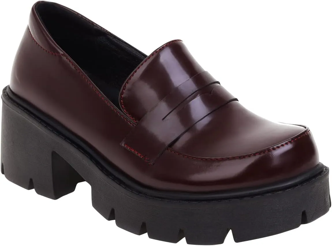 Women's Platform Mary Janes Chunky Heel Ankle Strap Uniform Dress Shoes Heeled Gothic Lolita Oxfords
