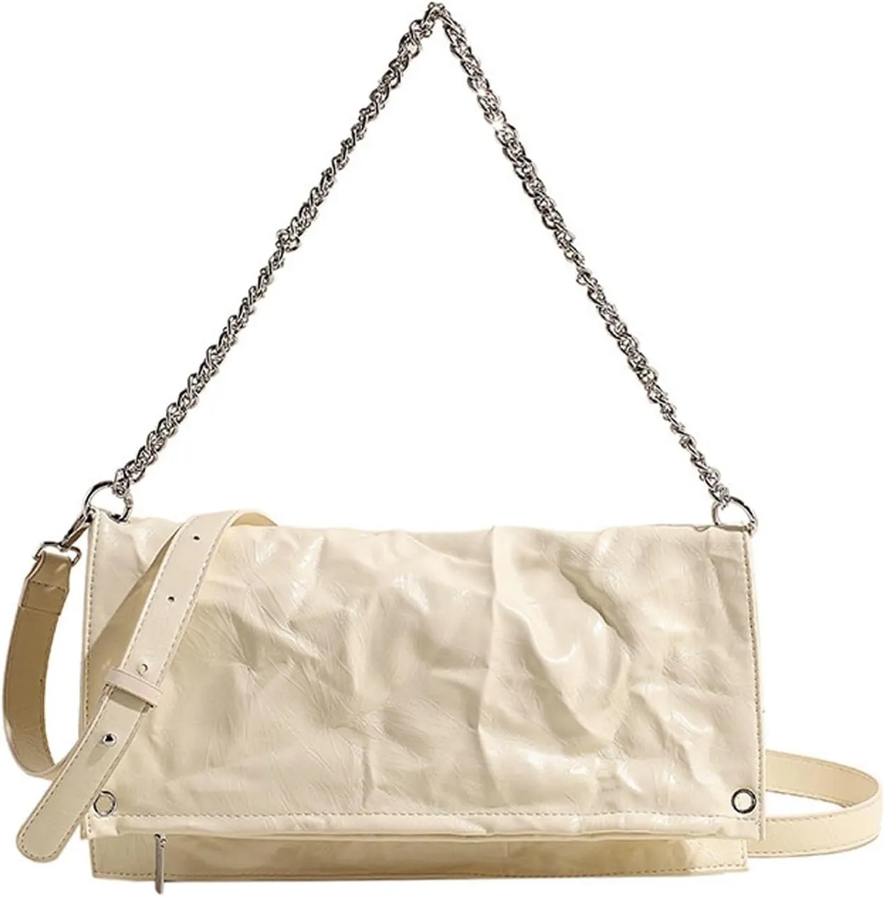 Women'S Pleated Leather Chain Shoulder Hobo Bag Fashion Large Capacity Foldable Tote Handbags for work Commute