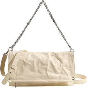 Women'S Pleated Leather Chain Shoulder Hobo Bag Fashion Large Capacity Foldable Tote Handbags for work Commute