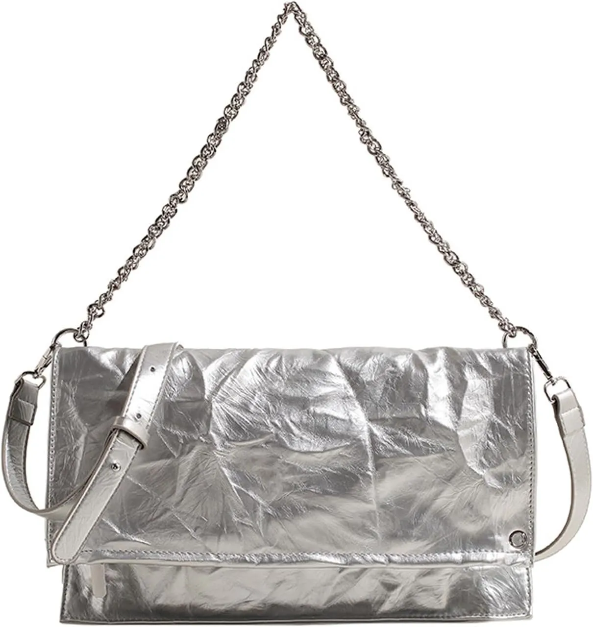Women'S Pleated Leather Chain Shoulder Hobo Bag Fashion Large Capacity Foldable Tote Handbags for work Commute