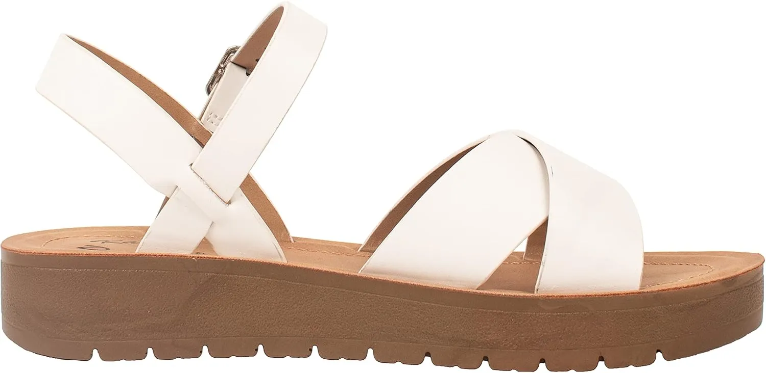 Womens Sandals Platform Ankle Buckle Criss Cross Band Ladies Straps Sandals Shoes JOSIE