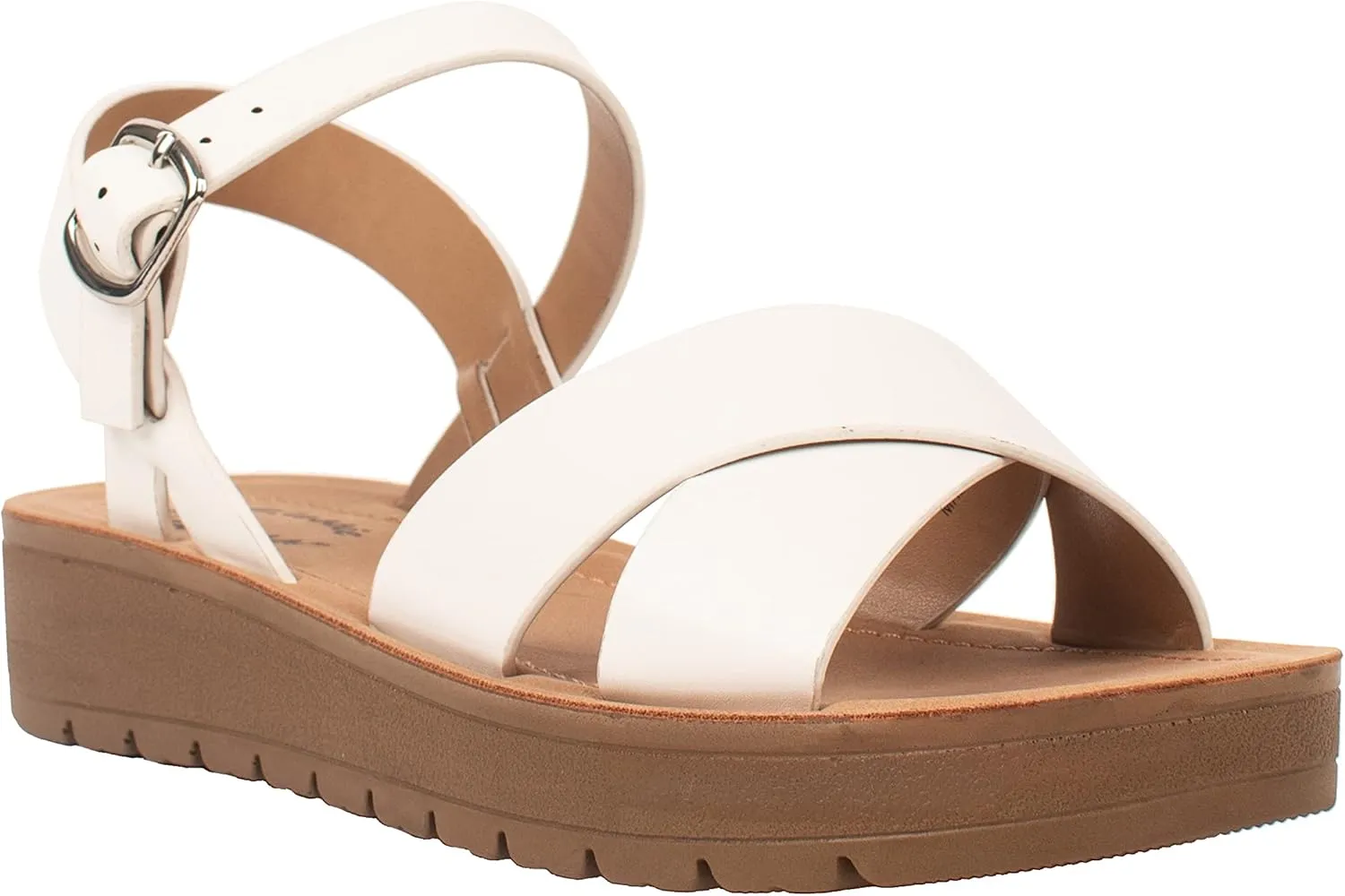 Womens Sandals Platform Ankle Buckle Criss Cross Band Ladies Straps Sandals Shoes JOSIE