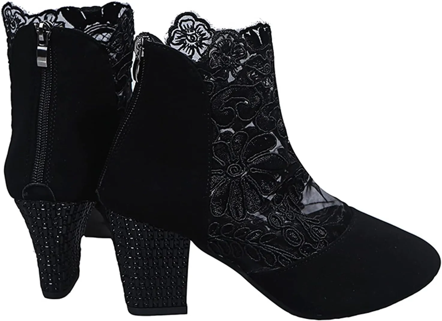 Womens Shoes Fashion Suede Dress Pump Sandal Elegant Lace Crochet Breathable Mesh High Heel Sandals