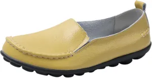 Women's Slip On Leather Shoes Soft Flat Soled Non Slip Elderly Loafers Orthopedic Slip-On Loafers Work Shoes