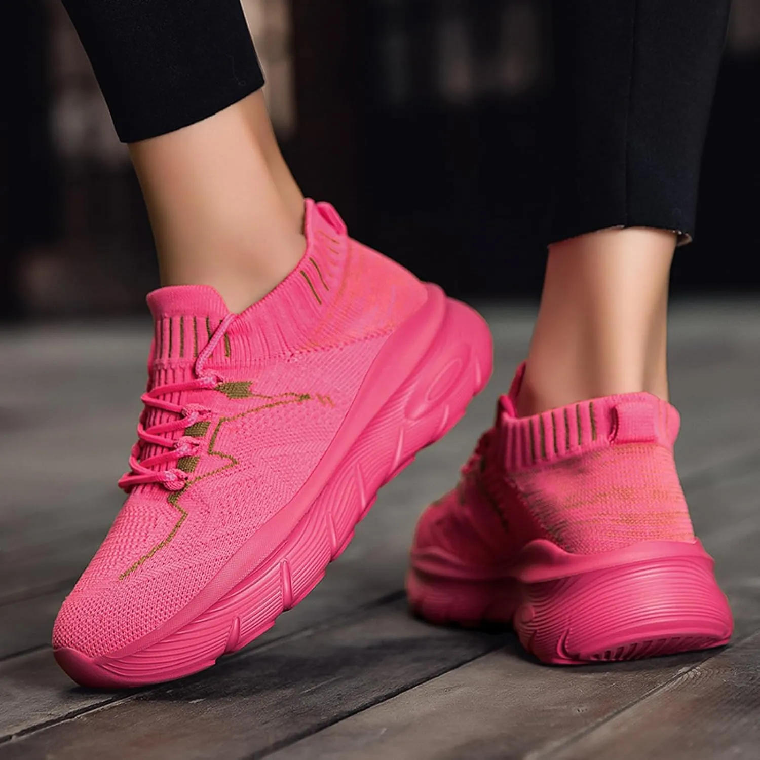 Women's Spring and Summer Fashion Solid Color Mesh Lace Up Sneakers Casual Comfortable Easy Walking Shoes Women
