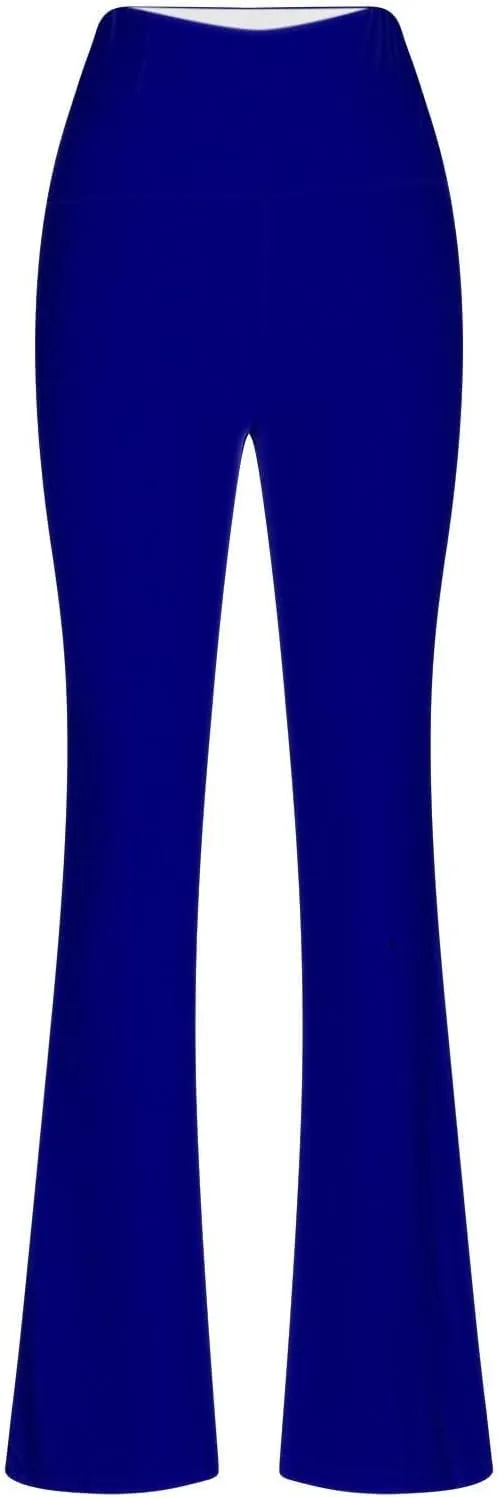 Womens Stretch High Waist Legging Trendy Outdoor Running Exercise Regular Yoga Pant Solid Color Casual Flared Trouser