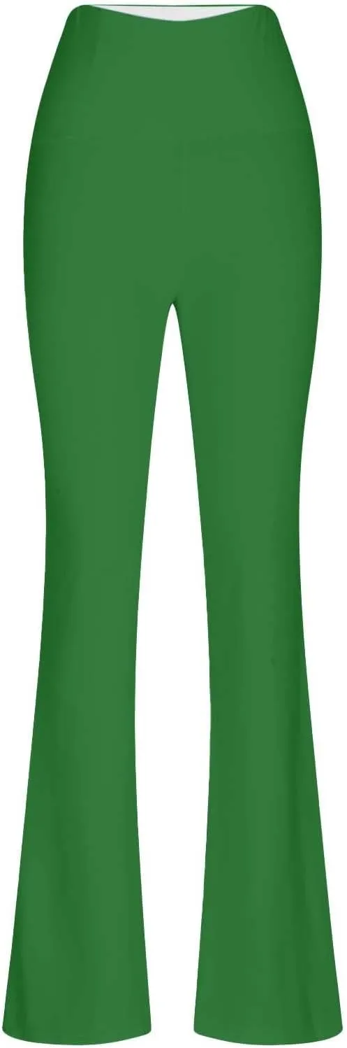 Womens Stretch High Waist Legging Trendy Outdoor Running Exercise Regular Yoga Pant Solid Color Casual Flared Trouser