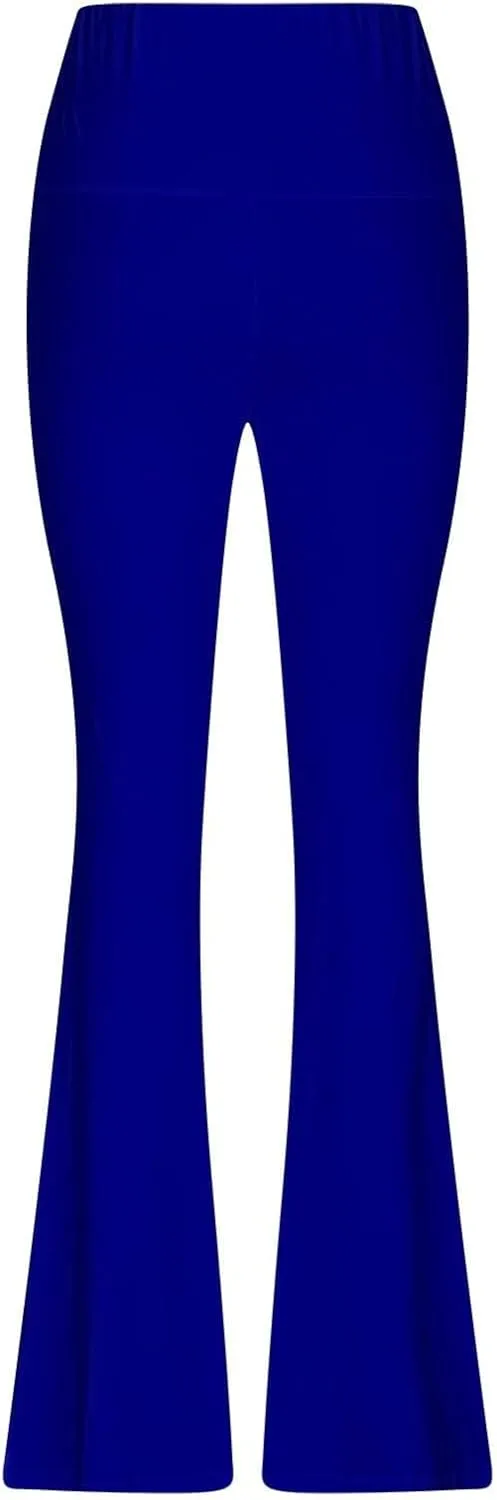 Womens Stretch High Waist Legging Trendy Outdoor Running Exercise Regular Yoga Pant Solid Color Casual Flared Trouser
