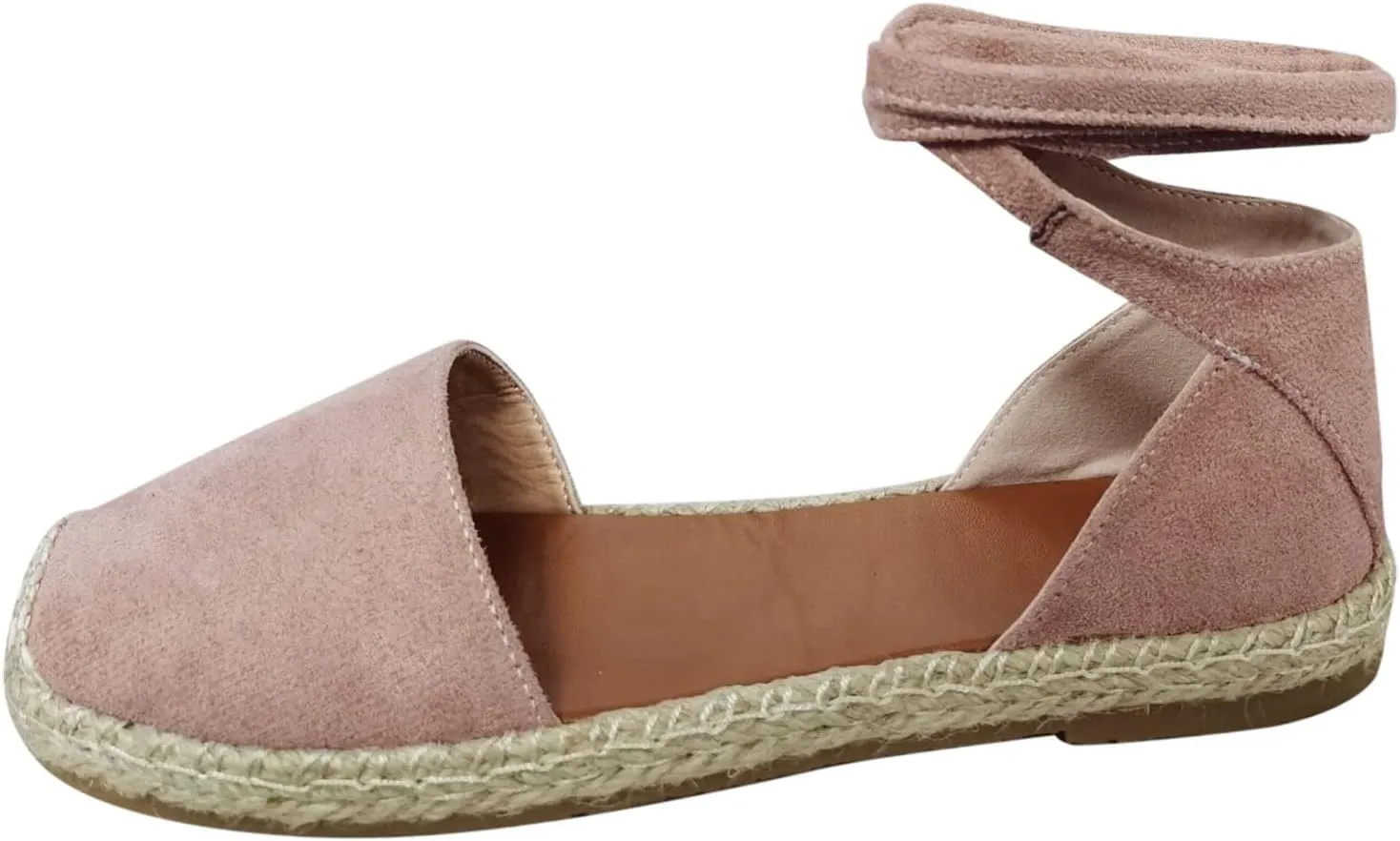 Womens Summer Espadrille Platform Flat Sandals Closed Toe Crisscross Elastic Ankle Buckle Strap Arch Support Shoes