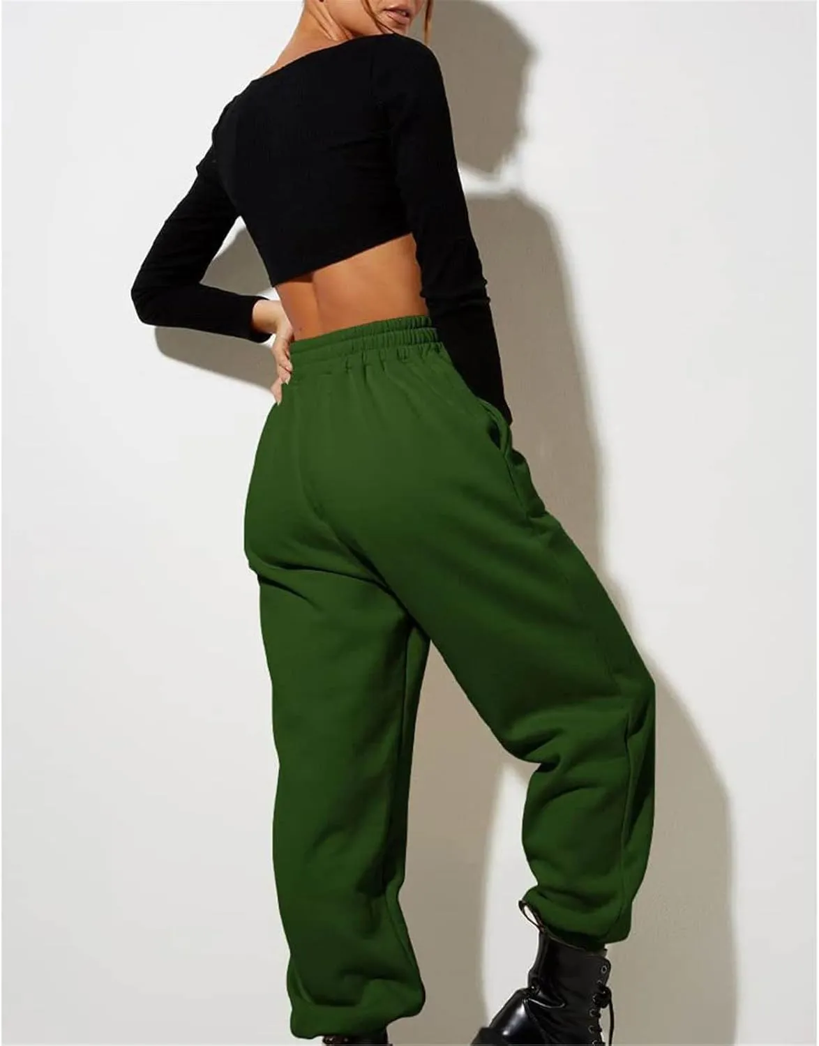 Womens Thin High Waisted Pants Trendy Pleated Waist Park Cycling Running Sweatpant Office Relax Cuffed Casual Trouser