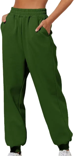 Womens Thin High Waisted Pants Trendy Pleated Waist Park Cycling Running Sweatpant Office Relax Cuffed Casual Trouser