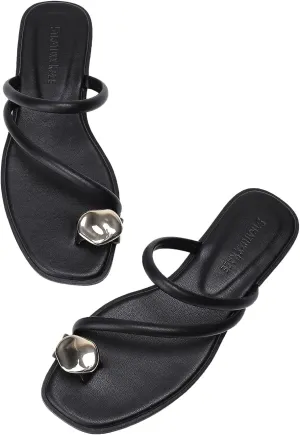 Women's Toe Ring Thong Sandals Open Toe Slide Flat Sandals Casual Summer Flip Flop Flat Sandals