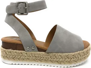 Womens Topic4 Casual Espadrilles Trim Rubber Sole Flatform Studded Wedge Buckle Ankle Strap Open Toe Sandal (8.5 M US, Grey T)