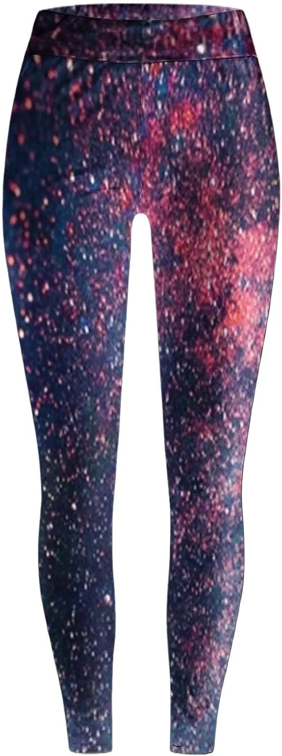 Womens Tummy Control Leggings Fashion Floral Printed Slim Gym Yoga Travel Pants Stretchy High Waisted Casual Trousers