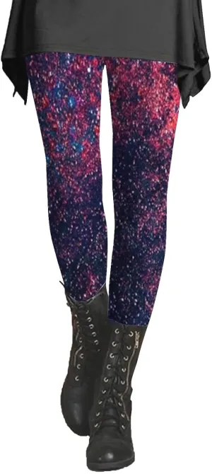 Womens Tummy Control Leggings Fashion Floral Printed Slim Gym Yoga Travel Pants Stretchy High Waisted Casual Trousers