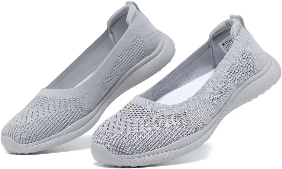 Women's Walking Shoes Breathable Lightweight Fashion Loafers Slip-Ons Sneakers Mesh Casual Ballet Flat Nurse Dress