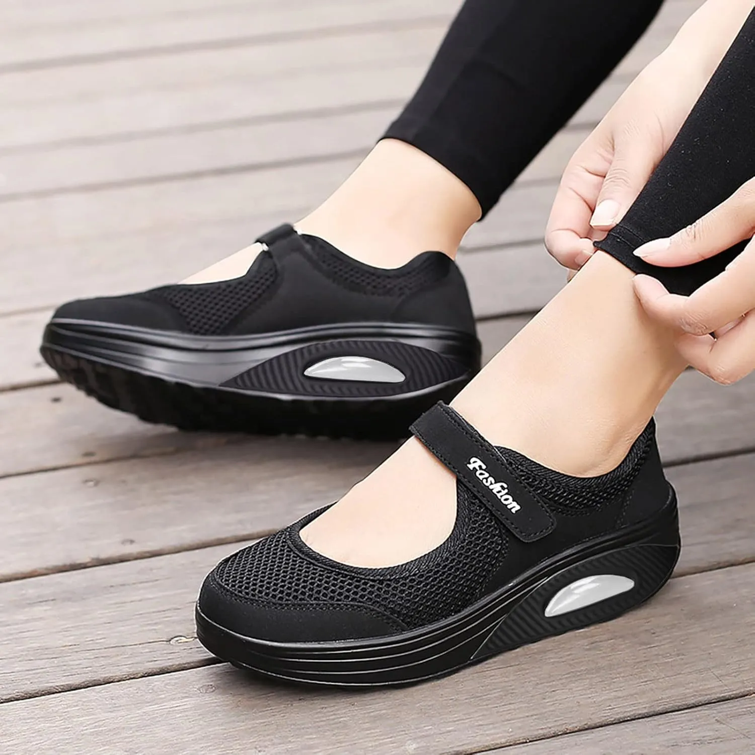 Women's Walking Shoes Orthotic Walking Sneakers Wide Width Non-Slip Sneakers Adjustable Breathable Platform Mesh Sandals