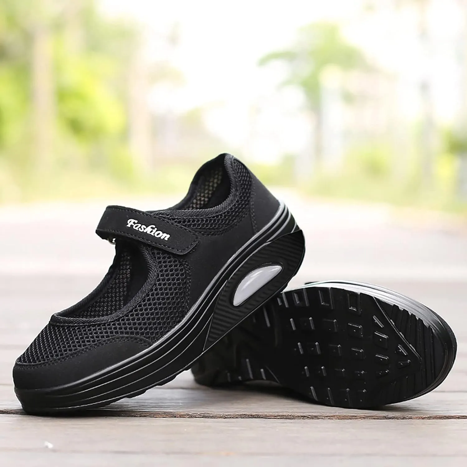 Women's Walking Shoes Orthotic Walking Sneakers Wide Width Non-Slip Sneakers Adjustable Breathable Platform Mesh Sandals