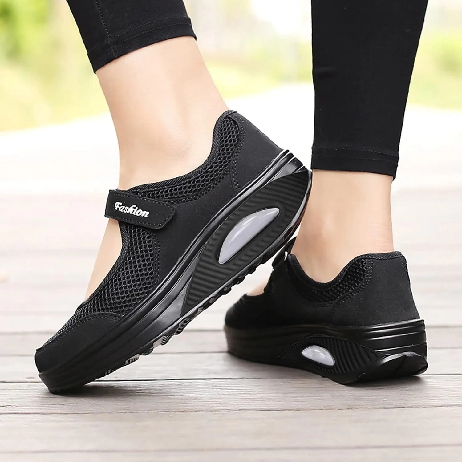 Women's Walking Shoes Orthotic Walking Sneakers Wide Width Non-Slip Sneakers Adjustable Breathable Platform Mesh Sandals
