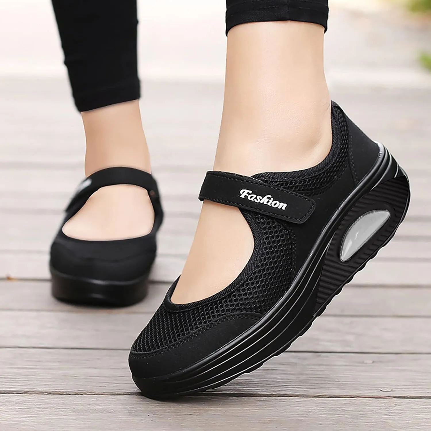 Women's Walking Shoes Orthotic Walking Sneakers Wide Width Non-Slip Sneakers Adjustable Breathable Platform Mesh Sandals