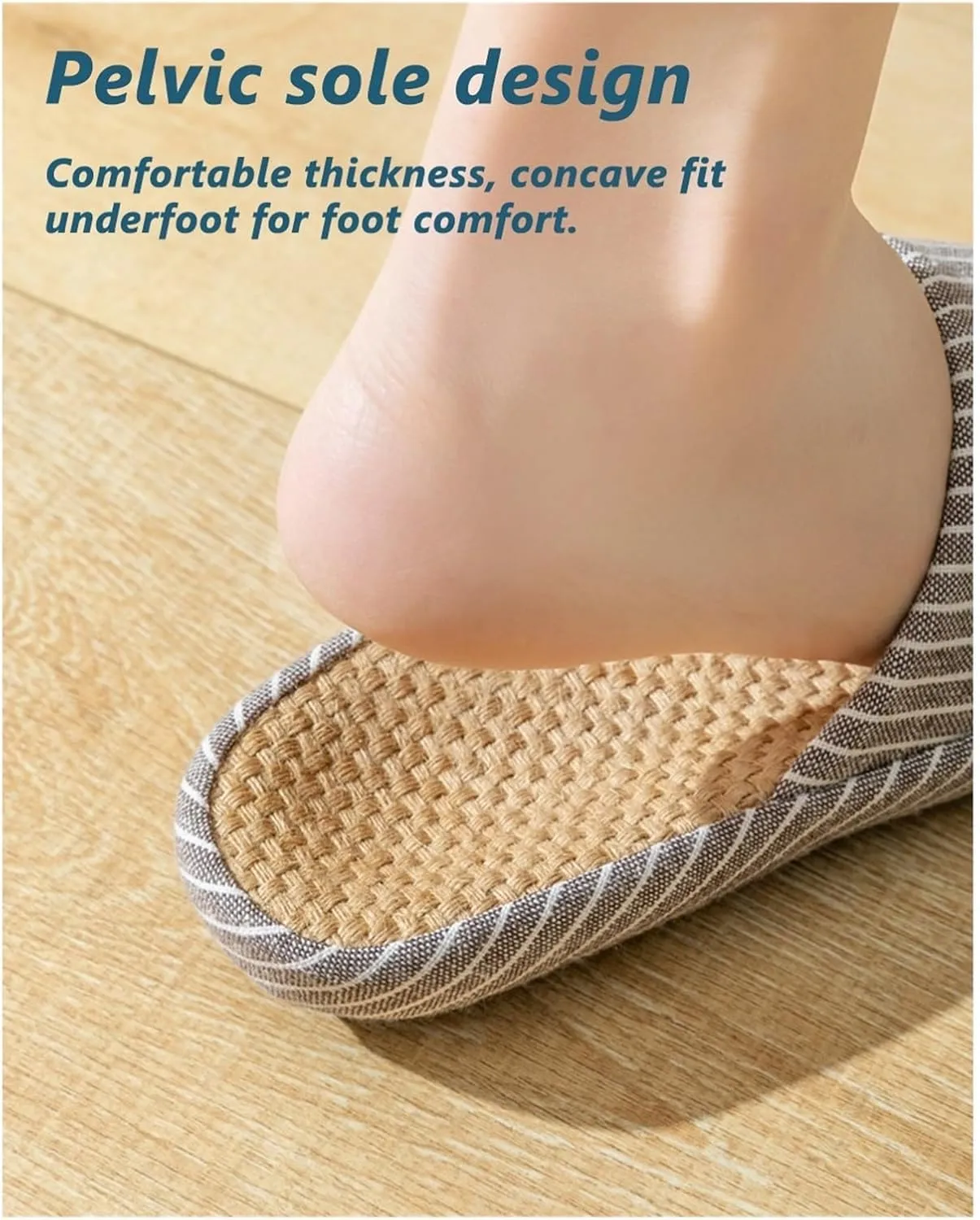YCKEGEW Women Mens Unisex Slipper Arch Support Cotton Flax Slippers Casual Open-Toes Slippers Breathable Shoes Home Slippers Lightweight Non-Slip Sandals (Color : Black, Size : EU45-46)