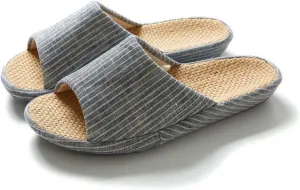 YCKEGEW Women Mens Unisex Slipper Arch Support Cotton Flax Slippers Casual Open-Toes Slippers Breathable Shoes Home Slippers Lightweight Non-Slip Sandals (Color : Black, Size : EU45-46)