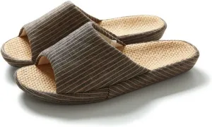 YCKEGEW Women Mens Unisex Slipper Arch Support Cotton Flax Slippers Casual Open-Toes Slippers Breathable Shoes Home Slippers Lightweight Non-Slip Sandals (Color : Navy, Size : EU43-44)