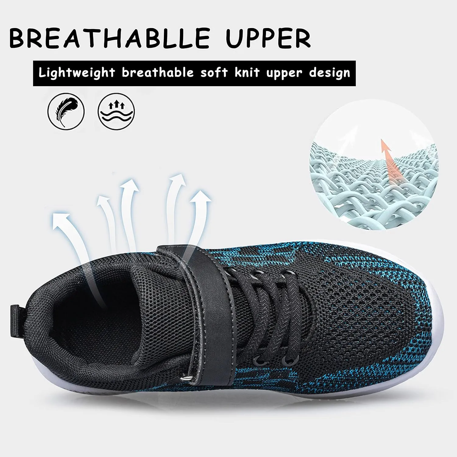 YHOON Boys Girls Shoes Kids Sneakers Breathable Athletic Running Tennis Shoes for Toddler/Little Kid/Big Kid