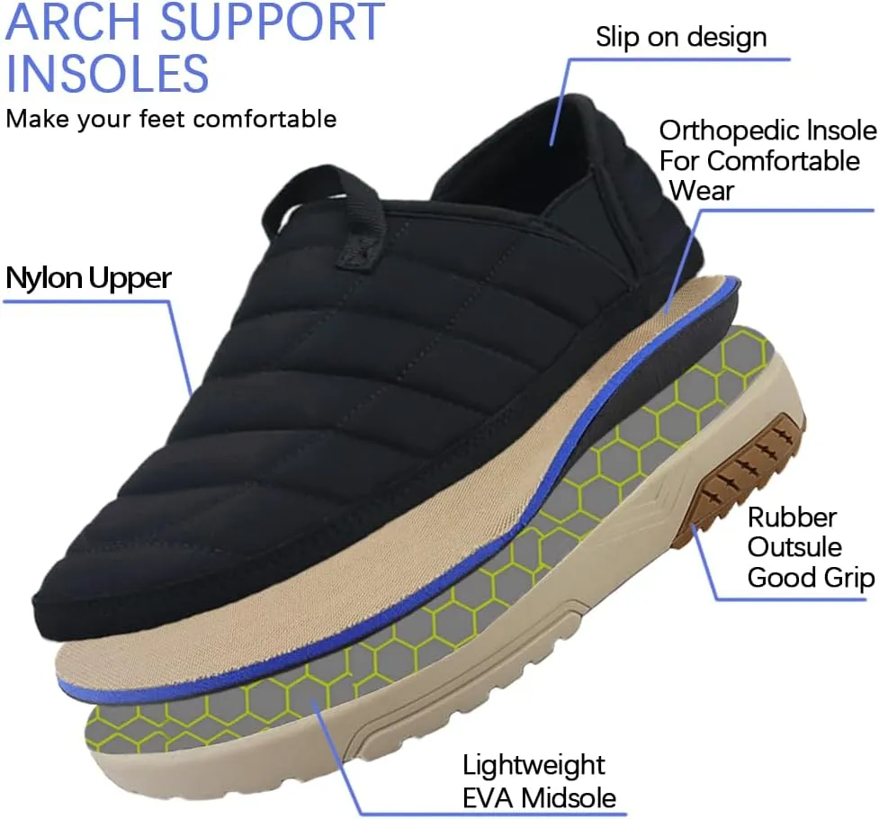 YONGJIA Men's Slip On Loafers with Arch Support Orthopedic Plantar Fasciitis Casual Slippers Non Slip Walking House Indoor Outdoor Shoes