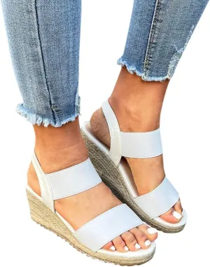 ZBYY Espadrille Wedge Sandals for Women Summer Open Toe Buckle Ankle Strap Espadrilles Flatform Wedge Casual Sandals