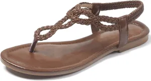 zeetoo Women's Flat Sandals Summer T-StrapThong Bohemian Casual Comfortable Dressy Sandals for Women