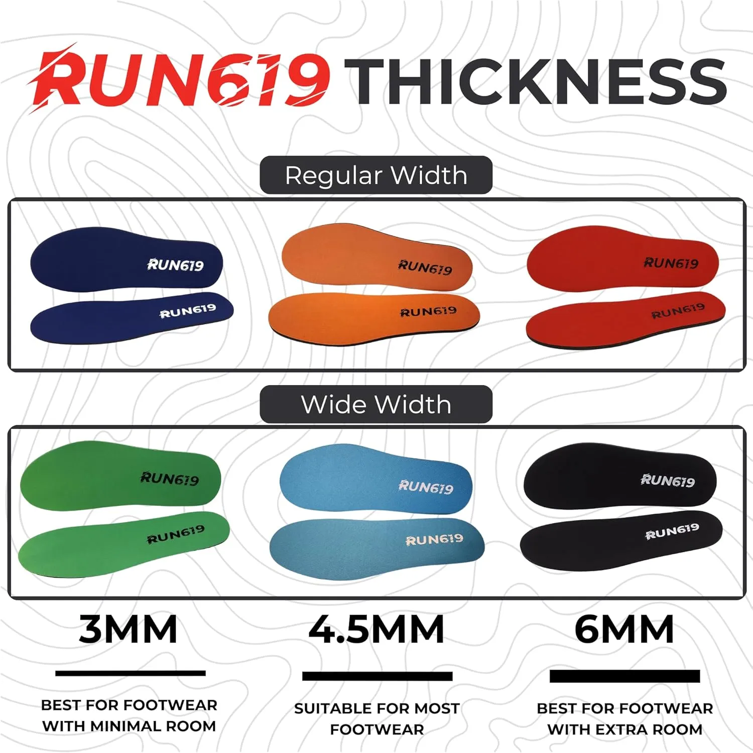 Zero Drop Shoe Insoles, Traditional Shape, Foot Forming, Regular Width - Thick, Firm, Flat Shoe Inserts - Men's Size 13