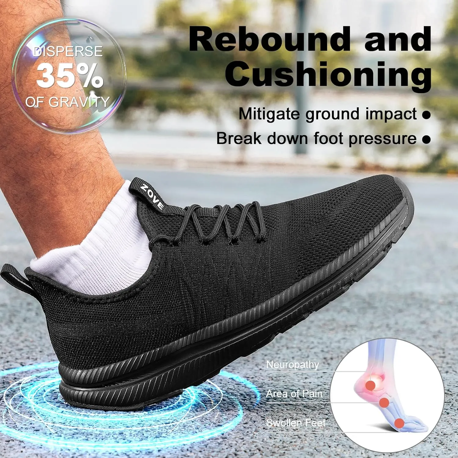 ZOVE Wide Toe Box Shoes for Men Extra Wide Width Sneakers Non-Slip Ultra Light Wide Tennis Running Shoes Breathable Casual Walking Sneakers Diabetes Workout Gym Jogging Sports